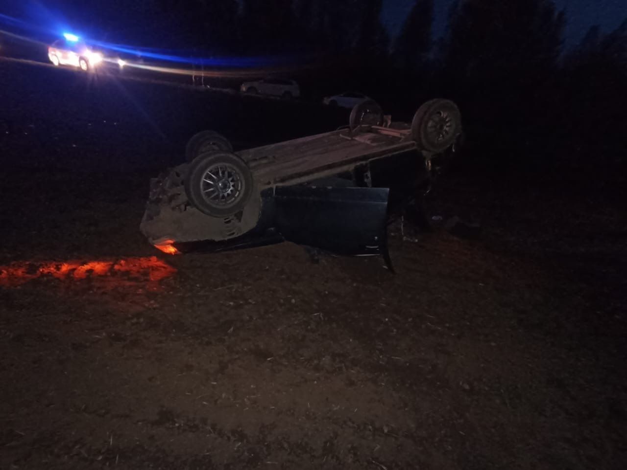 Җиңел автомобиль юл читенә төшкән, пассажиры дәваханәдә