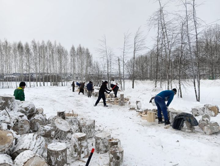 Балтачта махсус хәрби операциядә катнашучы егетләренең гаиләләренә утын хәзерлиләр